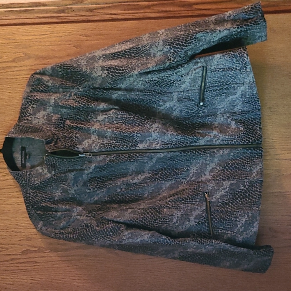 Notations Snakeskin Patterned Zip-Up Jacket Women's Size XL